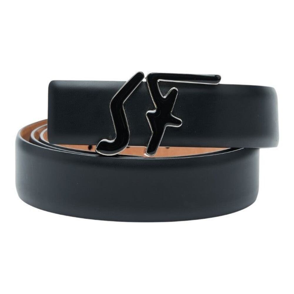 Salvatore Ferragamo Logo Leather Belt Black
